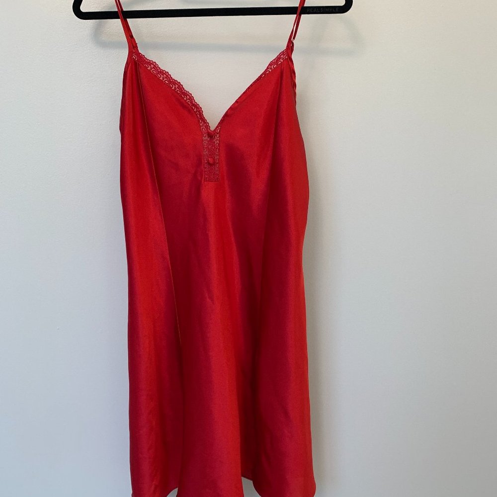 Red Satin Slip Dress